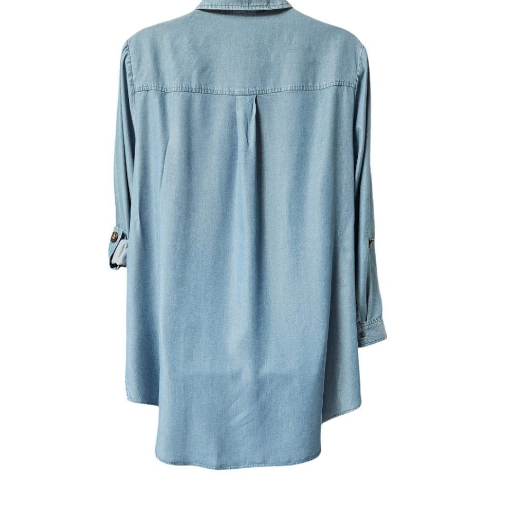 MARC NEW YORK Plus Size Super Soft LongSleeve Blue Chambray Shirt Dress 3X - Picture 12 of 16